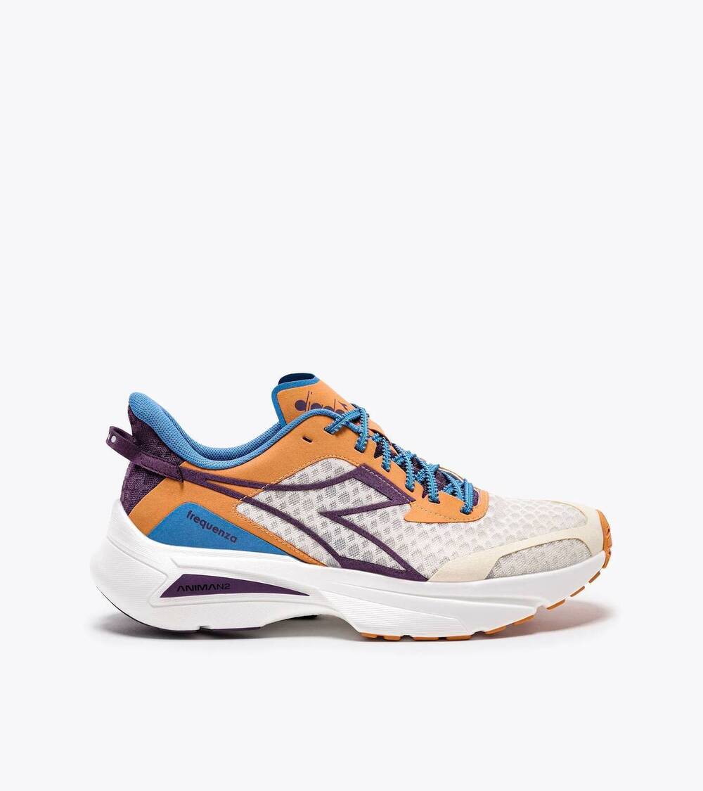 NEW DIADORA men's frequenza sneaker in whisper white sunset purple